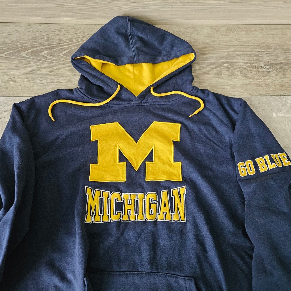 Colosseum Michigan Wolverines Hoodie Mens Large Navy Blue Go Blue Sweatshirt L